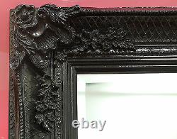Abbey Vinatge Noir Grand Shabby Chic Wall Leaner Miroir 65 X 31 Ou 165x79cm