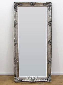 Abbey Vinatge Silver Grand Shabby Chic Wall Leaner Miroir- 65 X 31 Ou 165x79cm