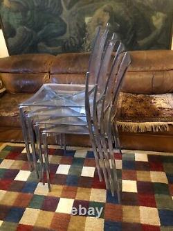 Abordable! 4 chaises empilables en aluminium et en Perspex vintage rétro ultra intelligentes