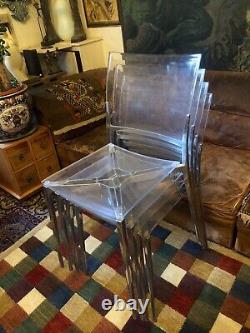 Abordable! 4 chaises empilables en aluminium et en Perspex vintage rétro ultra intelligentes