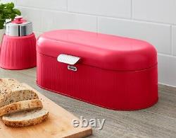 Accessoires de cuisine rétro SWAN rouge : boîte à pain, bocaux, arbre à mugs, ensemble de porte-serviettes
