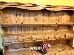 Ancien buffet de cuisine en pin de ferme galloise Vintage