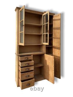 Antique Early C20th Pitch Pine Housekeeper's Armoire De Rangement Dresser Kitchen Cabinet