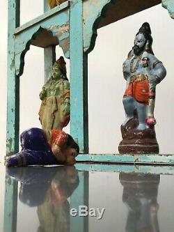 Antique Vintage Meubles Indiens. Arche Mughal Unité D'affichage. Distressed Bleu Bébé
