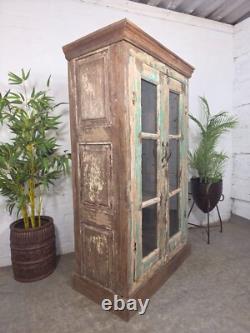 Armoire à boissons de cuisine en bois laqué indien vintage récupéré, autoportante