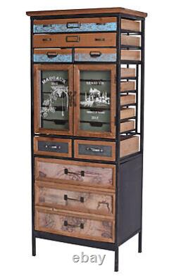 Armoire à tiroirs avec tiroirs d'apothicaire et meuble d'usine de style loft