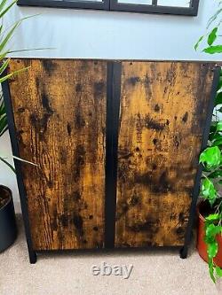 Armoire de Rangement sur Pieds Marron Rustique avec Tiroir et Étagères Buffet