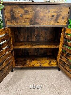 Armoire de Rangement sur Pieds Marron Rustique avec Tiroir et Étagères Buffet
