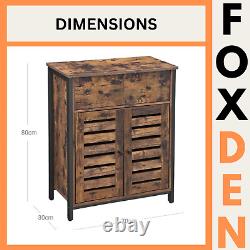 Armoire de Rangement sur Pieds Marron Rustique avec Tiroir et Étagères Buffet