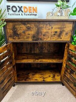 Armoire de Rangement sur Pieds Marron Rustique avec Tiroir et Étagères Buffet