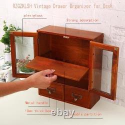 Armoire de comptoir vintage, 12x4.7x14 Armoire à pharmacie, plexiglas et marron