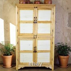 Armoire de cuisine rustique vintage blanchie Armoire de cuisine rustique vintage blanchie