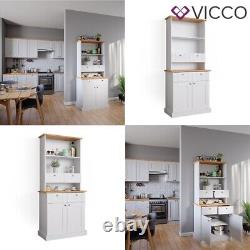 Armoire de cuisine vitrine buffet étroit étagère de cuisine Bergamo chêne blanc Vicco