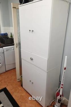 Armoire de rangement de cuisine haute, meuble de garde-manger libre, blanc