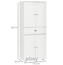 Armoire de rangement de cuisine haute, meuble de garde-manger libre, blanc