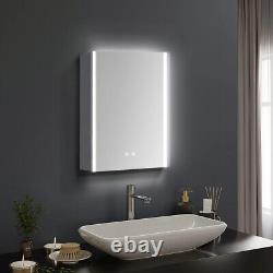 Armoire de rangement de salle de bain avec miroir LED dimmable, désembueur, prise pour rasoir et capteur