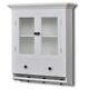 Armoire De Rangement Murale De Cuisine En Bois Blanc Avec Porte En Verre Et Tiroir Vintage T1i9