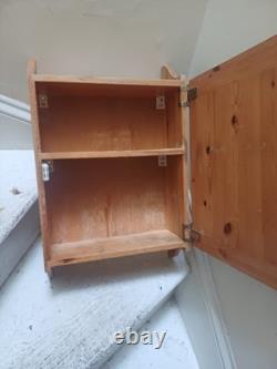 Armoire murale en bois de pin pour salle de bain et cuisine, meuble de rangement, style vintage, non peinte