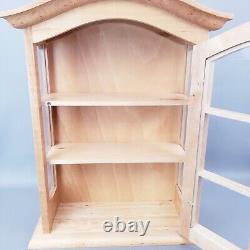 Armoire murale suspendue en érable vintage avec vitrine et 3 étagères 20,5Tx15Wx6D