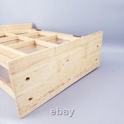 Armoire murale suspendue en érable vintage avec vitrine et 3 étagères 20,5Tx15Wx6D