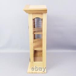 Armoire murale suspendue en érable vintage avec vitrine et 3 étagères 20,5Tx15Wx6D