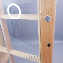 Armoire murale suspendue en érable vintage avec vitrine et 3 étagères 20,5Tx15Wx6D