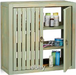 Armoire murale vintage en bambou, 2 portes, fermoir magnétique, 2 étagères, salle de bains et cuisine