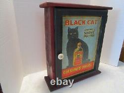 Armoire murale vintage en bois faite à la main avec publicité pour poêle Black-Cat 19T