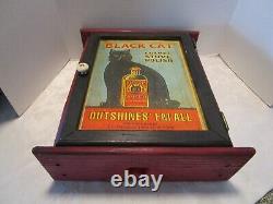 Armoire murale vintage en bois faite à la main avec publicité pour poêle Black-Cat 19T