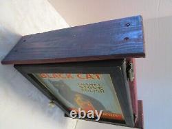 Armoire murale vintage en bois faite à la main avec publicité pour poêle Black-Cat 19T