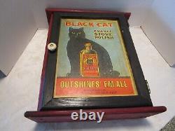 Armoire murale vintage en bois faite à la main avec publicité pour poêle Black-Cat 19T