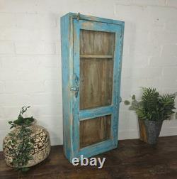 Armoire murale vintage en bois indien colonial vitrifiée pour salle de bain et cuisine