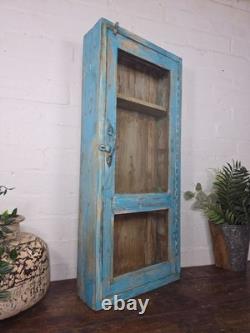Armoire murale vintage en bois indien colonial vitrifiée pour salle de bain et cuisine