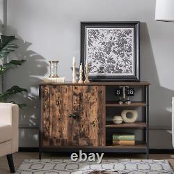 Bahut industriel vintage rustique Grand meuble de rangement avec étagère en métal