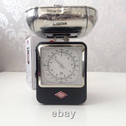 Balances de cuisine rétro Wesco avec cadran d'horloge noir, prix de détail recommandé 160 £, neuf dans sa boîte.