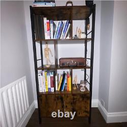 Bibliothèque Rustique Armoire Étagère 4 Niveaux Rétro Support d'Affichage pour Disques Vinyles