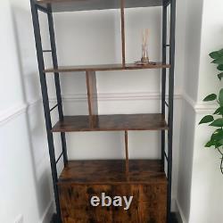 Bibliothèque Rustique Armoire Étagère 4 Niveaux Rétro Support d'Affichage pour Disques Vinyles