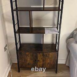 Bibliothèque Rustique Armoire Étagère 4 Niveaux Rétro Support d'Affichage pour Disques Vinyles