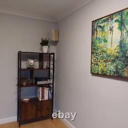 Bibliothèque Rustique Armoire Étagère 4 Niveaux Rétro Support d'Affichage pour Disques Vinyles