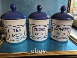 Bocaux de rangement Hornsea Oceana des années 1970/1980 pour thé, café et sucre