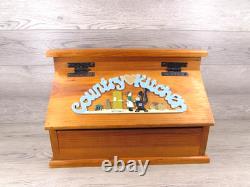 Boîte à pain en bois vintage rétro MCM grande cuisine de ferme en bois
