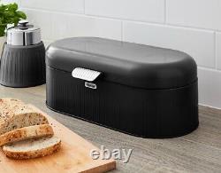 Boîte à pain noire Swan Retro avec 3 boîtes, arbre à tasses et poteau à serviettes - Ensemble de rangement de cuisine