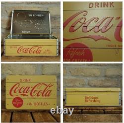 Boîte de rangement à couvercle rétro de style vintage Coca Cola avec logo jaune