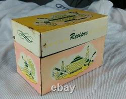 Boîte de recettes vintage des années 1950 rose rétro atomique de milieu de siècle pour la décoration de la cuisine