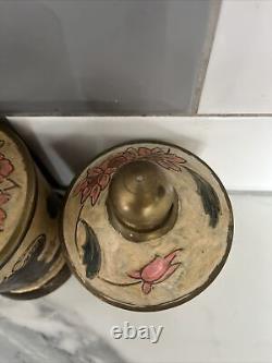 Boîtes de conserve vintage pour thé, café et sucre en laiton