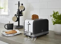 Bouilloire Rétro Swan et Grille-Pain 2 Tranches Ensemble de Cuisine Vintage de Deux en Noir