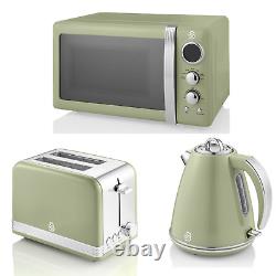 Bouilloire à bec verseur SWAN Retro vert, grille-pain 2 tranches et ensemble de cuisine vintage pour micro-ondes