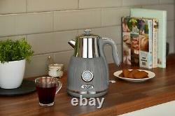 Bouilloire à cadran de température rétro SWAN & ensemble cuisine vintage grille-pain 4 tranches gris