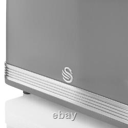 Bouilloire à verseuse rétro SWAN, grille-pain 4 tranches et four à micro-ondes numérique de 800W en gris vintage