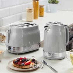 Bouilloire, grille-pain 2 tranches et boîtes assorties Swan Retro Revive gris, ensemble de cuisine assorti